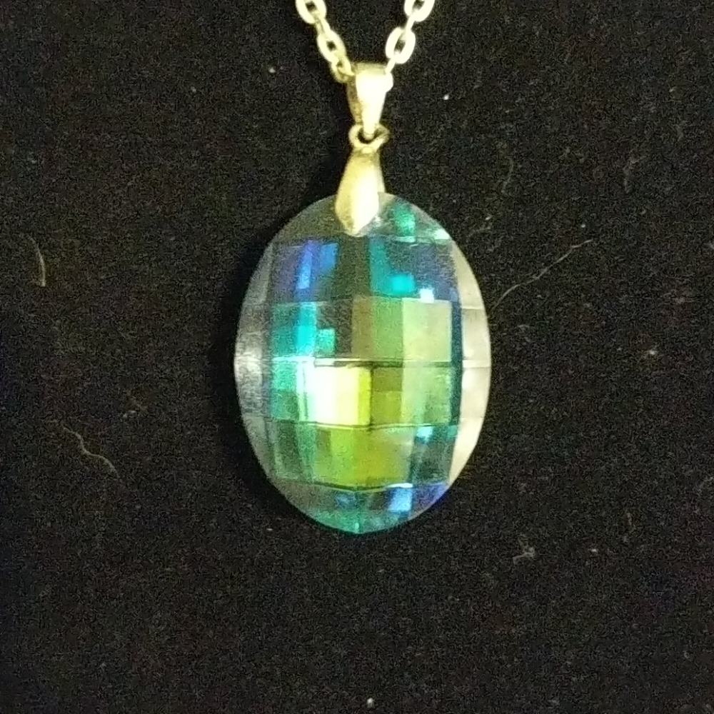 Beautiful Purple Glass Pendant on 18 inch chain